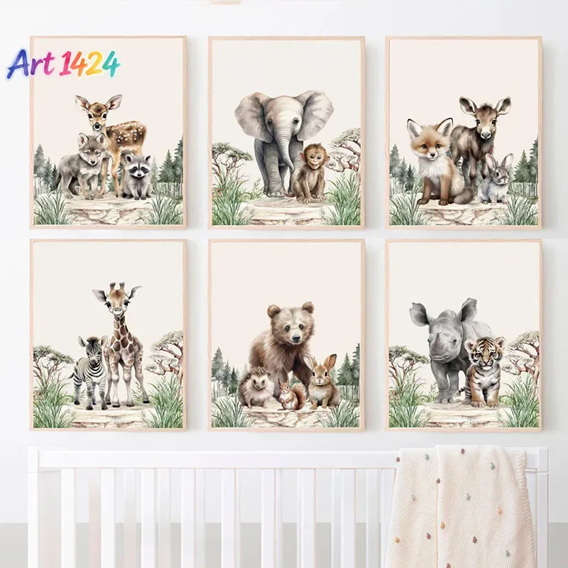 Baby Nursery Frames - 1 Stück (ohne Rahmen) Elefant Giraffe