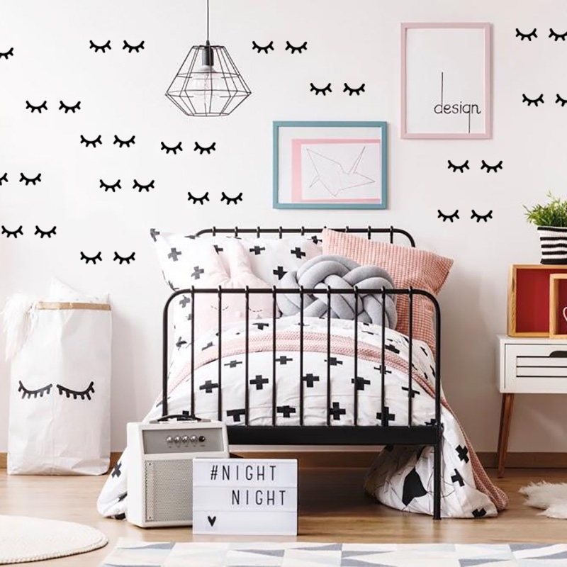 Baby Nursery Decor Girl - Kinder Zimmer Dekoration Wimpern Wand Aufkleber